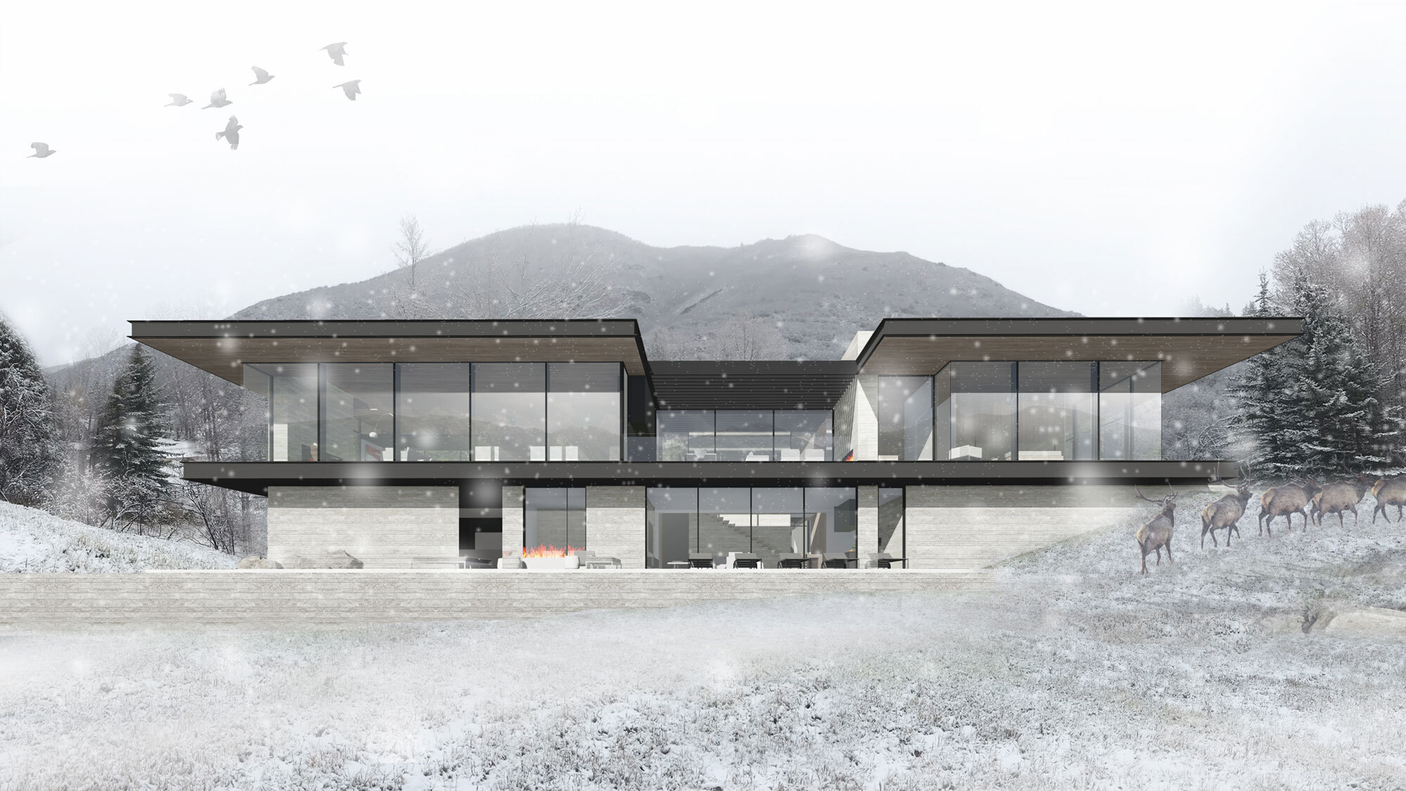CCY Architects Pavilion House Snow exterior